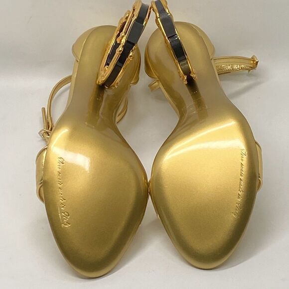 DOLCE&GABBANA Sculpted-Heel Metallic Leather Sandals size 41 - Picture 13 of 14